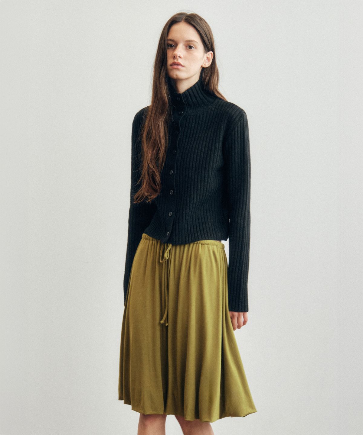 씨타(CITTA) Every Day Comfort Balloon Midi Skirt_CTS621(Olive)
