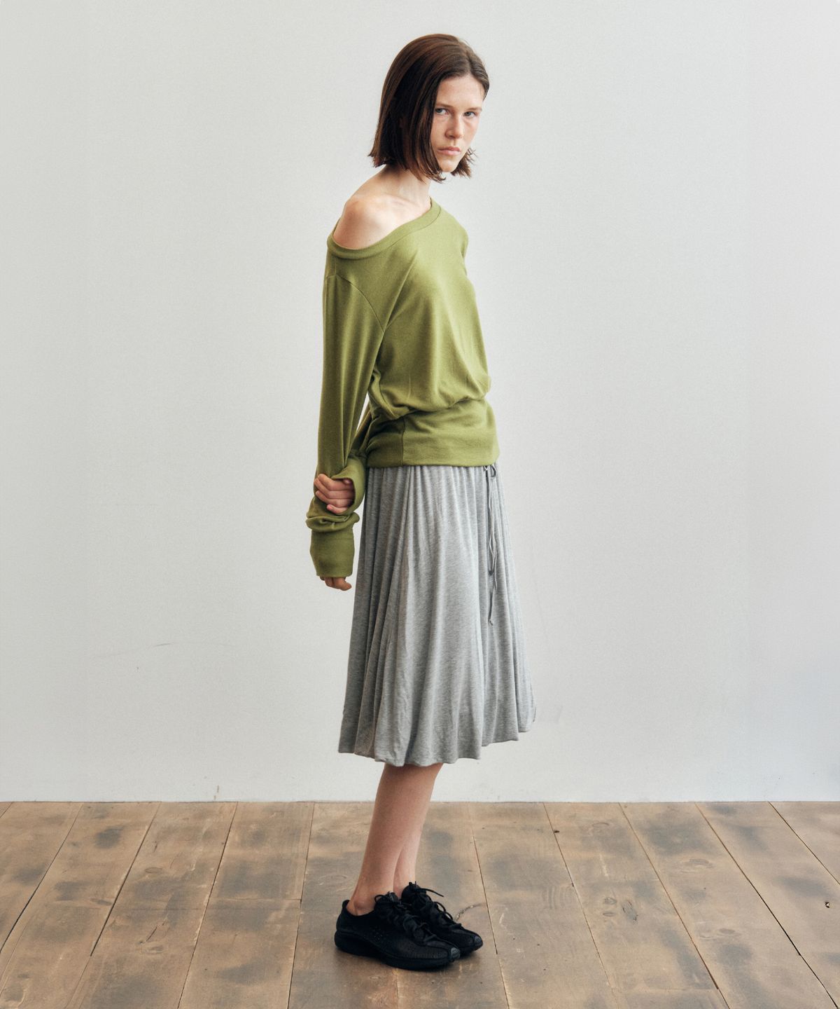 씨타(CITTA) Every Day Comfort Balloon Midi Skirt_CTS621(Melange Grey)