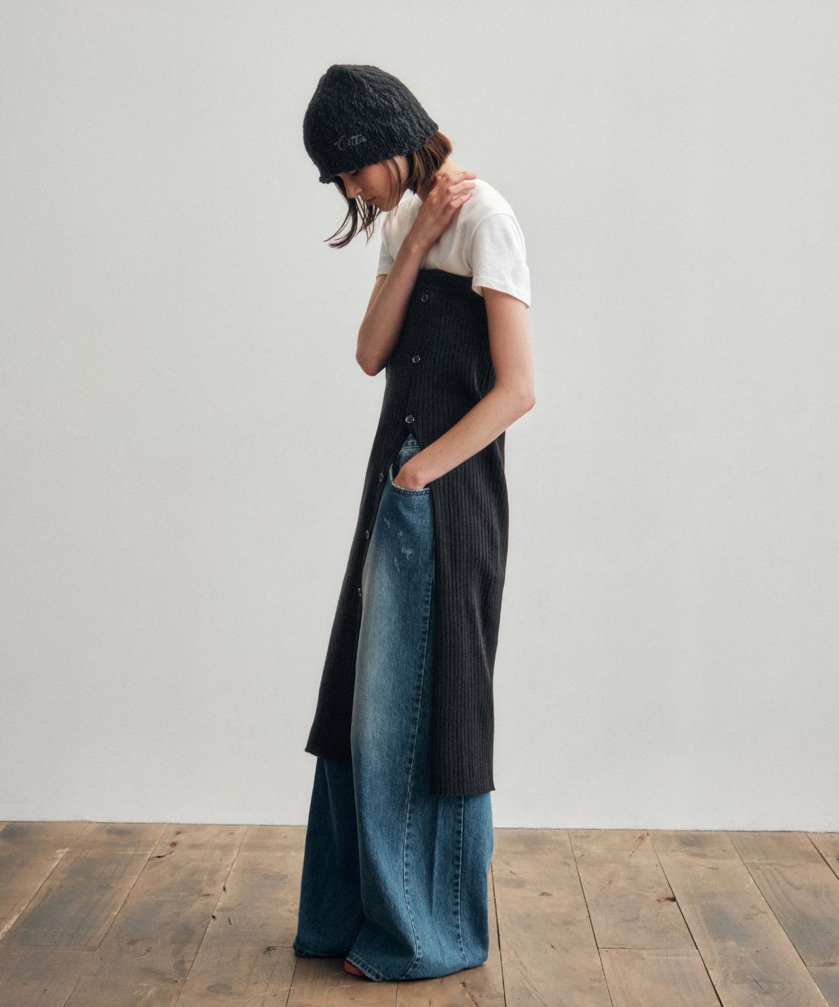 씨타(CITTA) 2Way Button Long Knit Skirt_CTS619(Black)