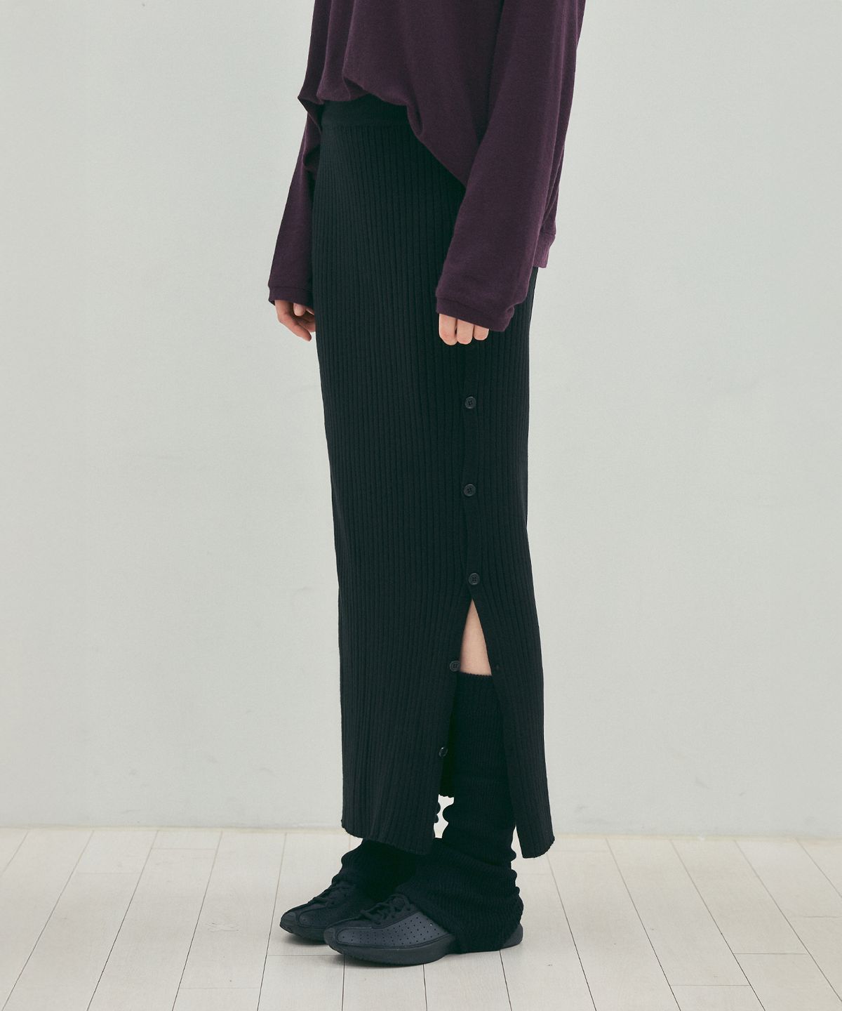 씨타(CITTA) 2Way Button Long Knit Skirt_CTS619(Black)