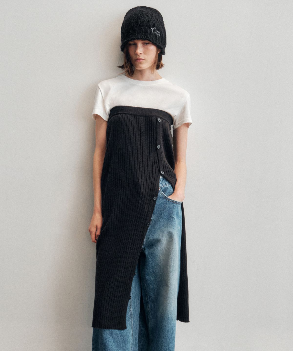 씨타(CITTA) 2Way Button Long Knit Skirt_CTS619(Black)