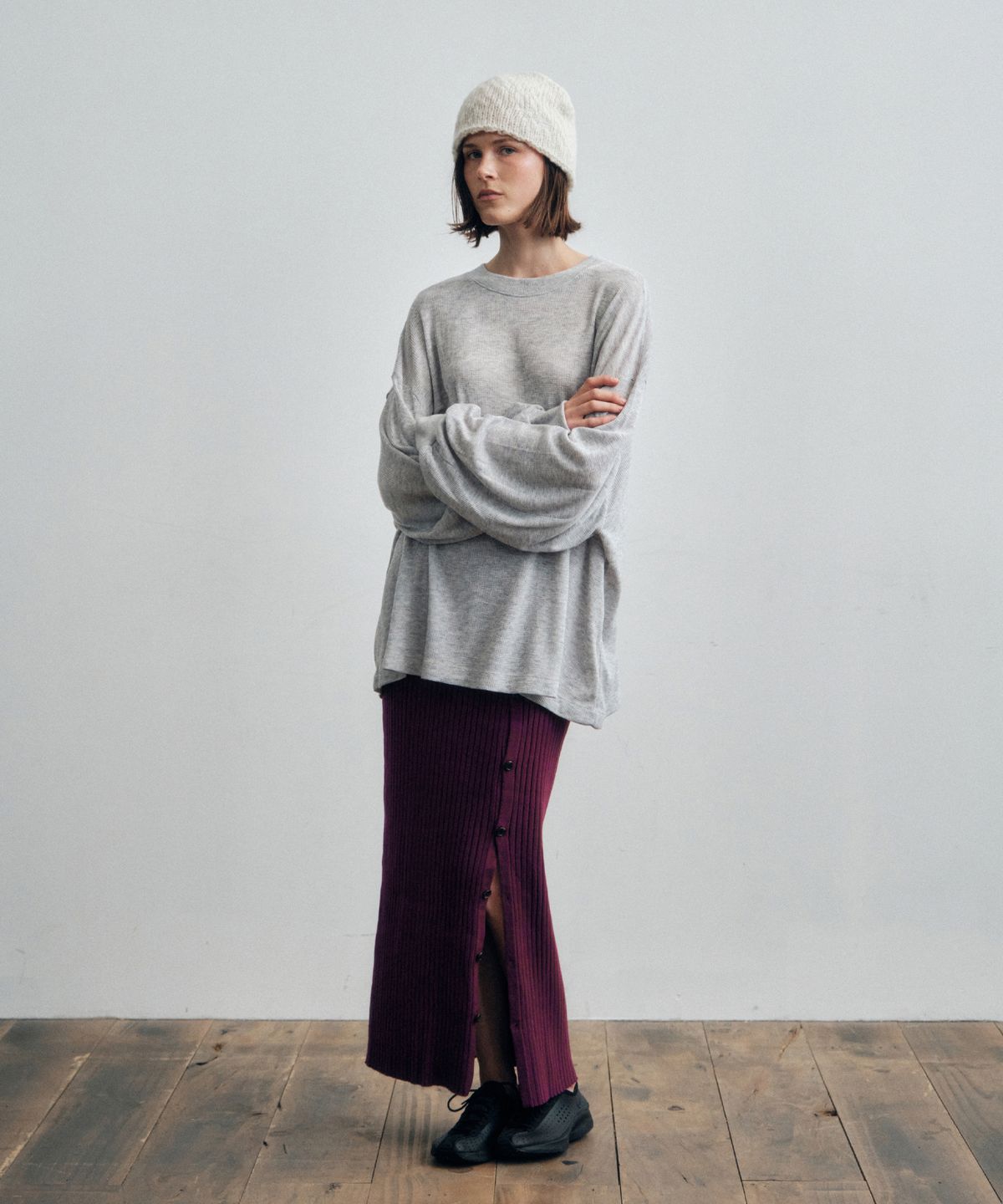 씨타(CITTA) 2Way Button Long Knit Skirt_CTS619(Purple)