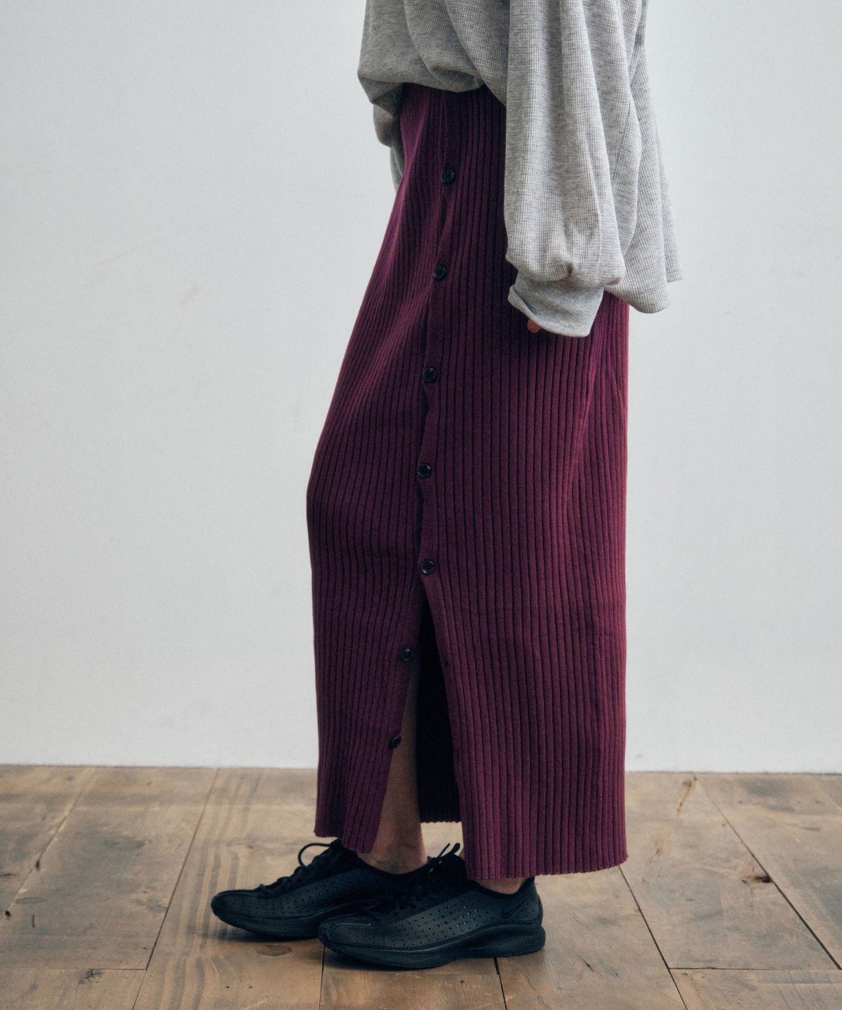 씨타(CITTA) 2Way Button Long Knit Skirt_CTS619(Purple)