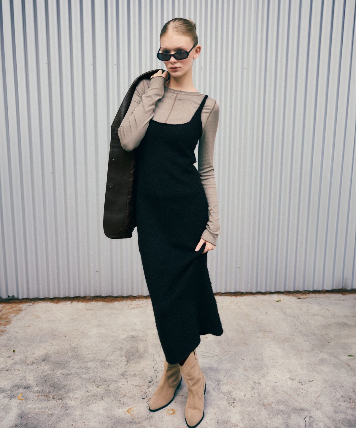 씨타(CITTA) Comfort Wool Long Knit Dress_CTOP712(Black)