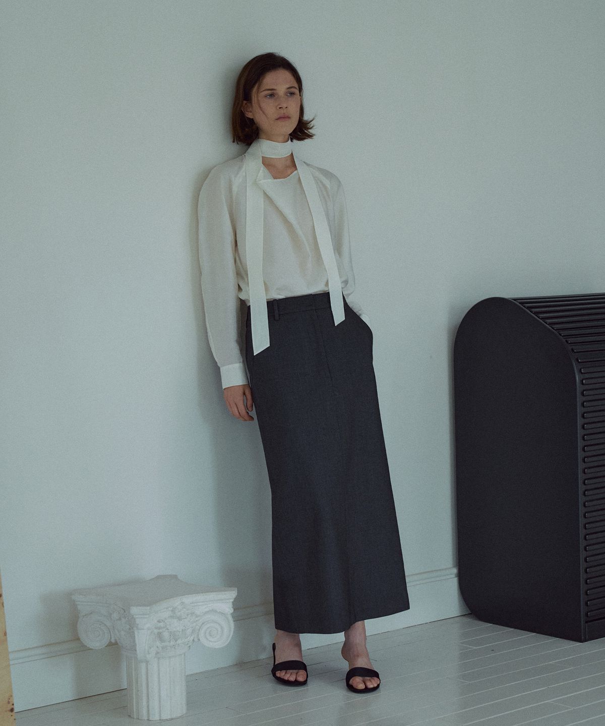 라메레이(LAMEREI) Drape Tie Blouse[LMBEAUSH312]-2color