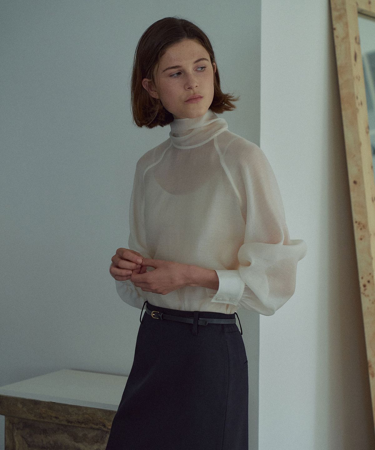 라메레이(LAMEREI) Tie See-through Blouse[LMBFCO25SH314]-2color