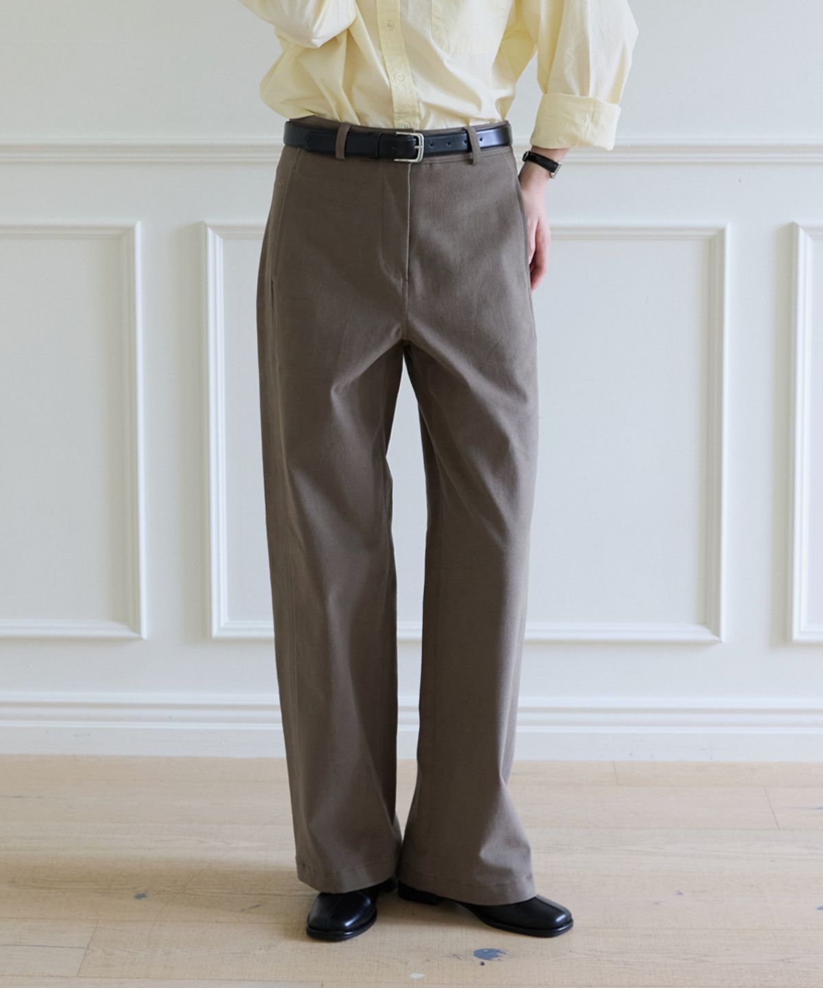 에드워드벌룬(EDWARD BALLOON) Warm Cotton Wide Pants - Taupe Gray