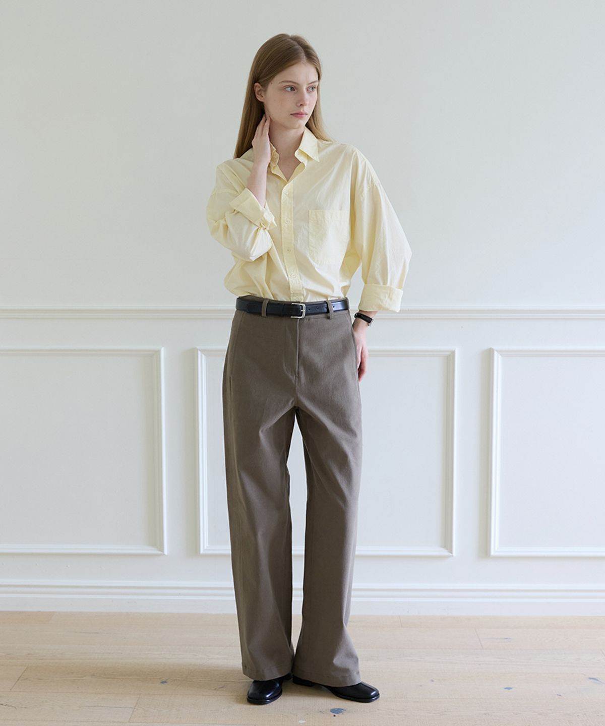 에드워드벌룬(EDWARD BALLOON) Warm Cotton Wide Pants - Taupe Gray