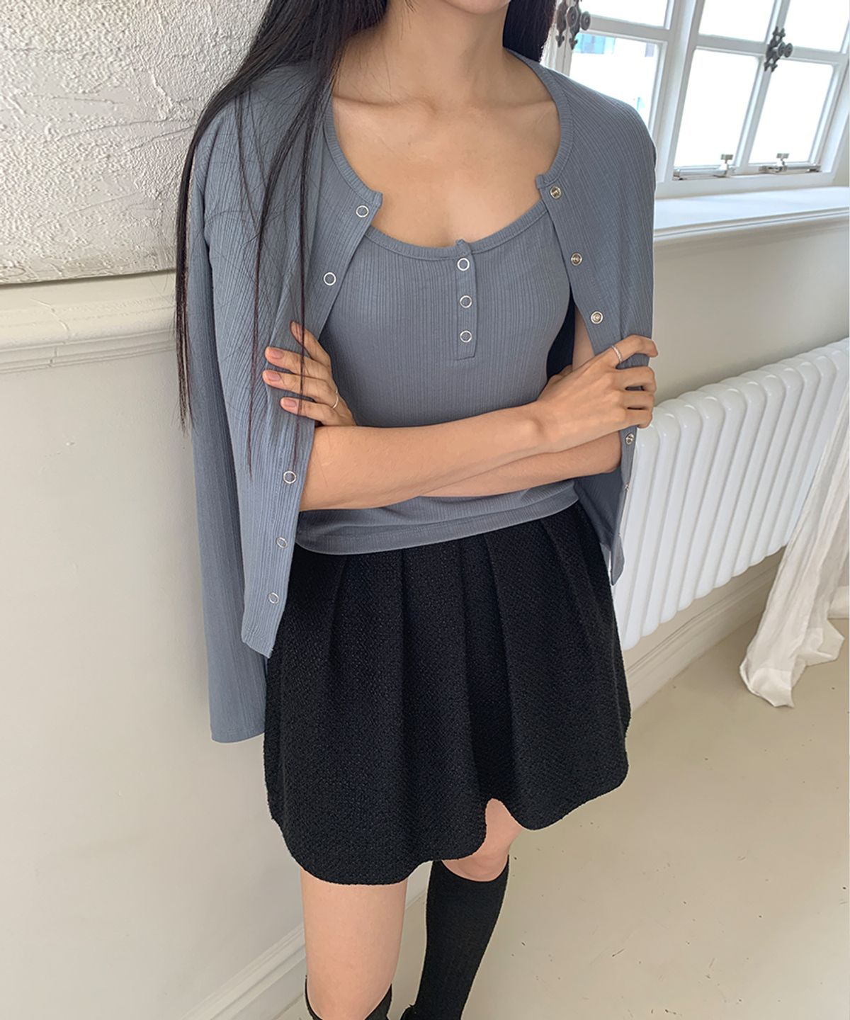 에드워드벌룬(EDWARD BALLOON) Ring Snap Sleeveless - Fog Blue