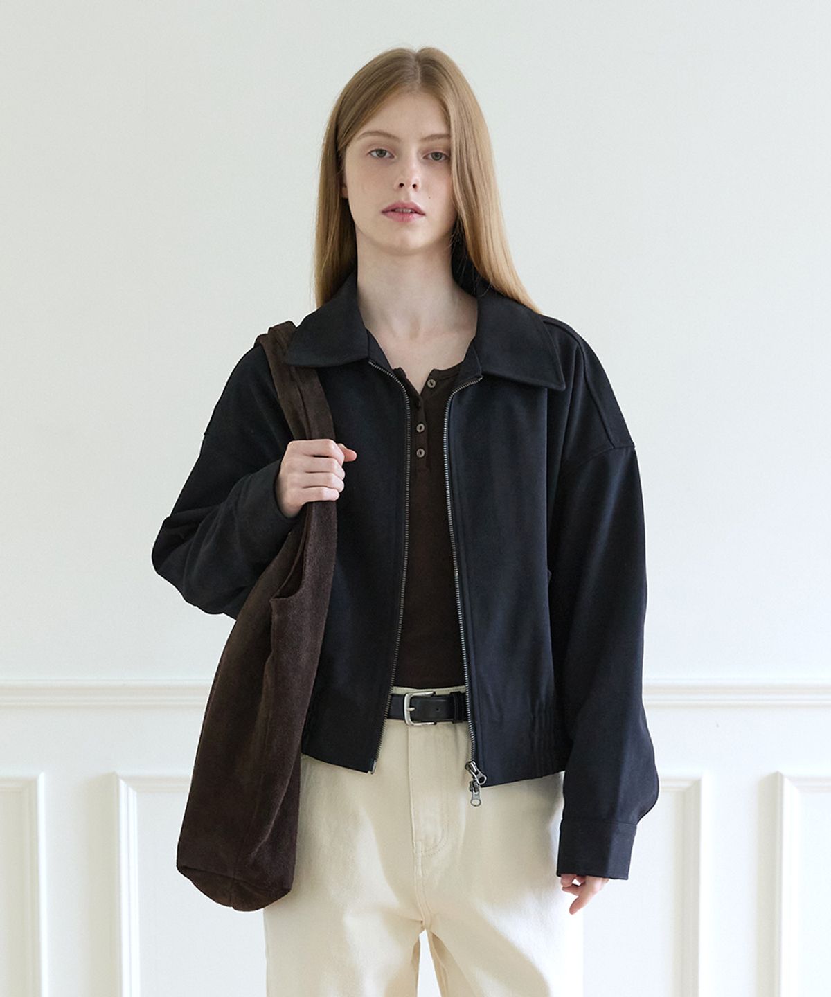 에드워드벌룬(EDWARD BALLOON) Over fit suede jacket - Black