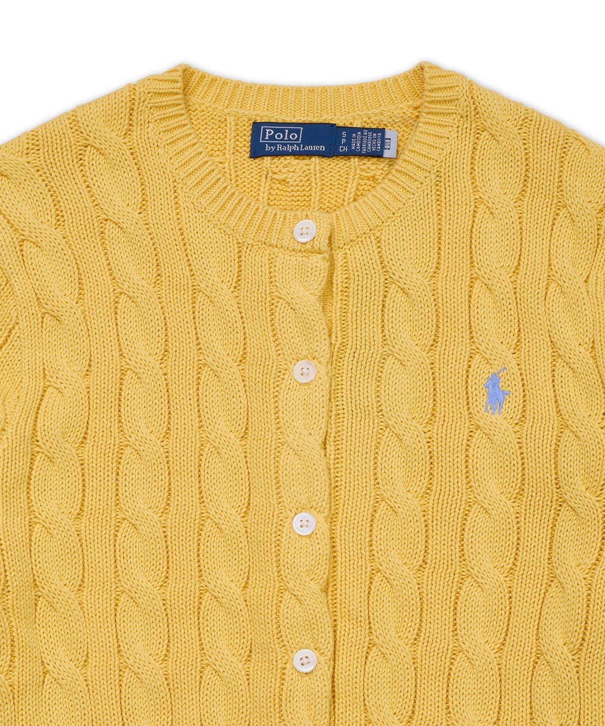 폴로 랄프 로렌(POLO RALPH LAUREN) 케이블 니트 코튼 크루넥 카디건-옐로우