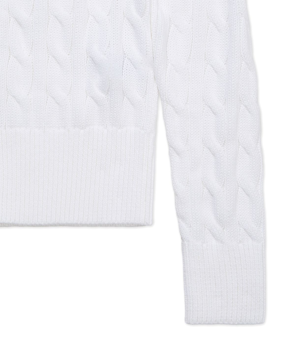 폴로 랄프 로렌(POLO RALPH LAUREN) 케이블 니트 코튼 크루넥 카디건-화이트