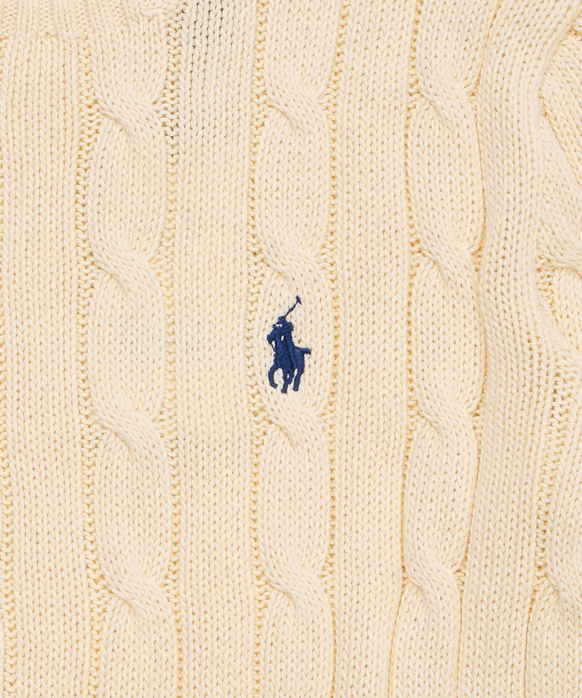 폴로 랄프 로렌(POLO RALPH LAUREN) 케이블 니트 코튼 브이넥 스웨터-내추럴