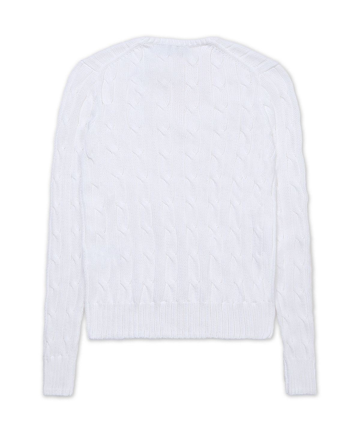 폴로 랄프 로렌(POLO RALPH LAUREN) 케이블 니트 코튼 브이넥 스웨터-화이트