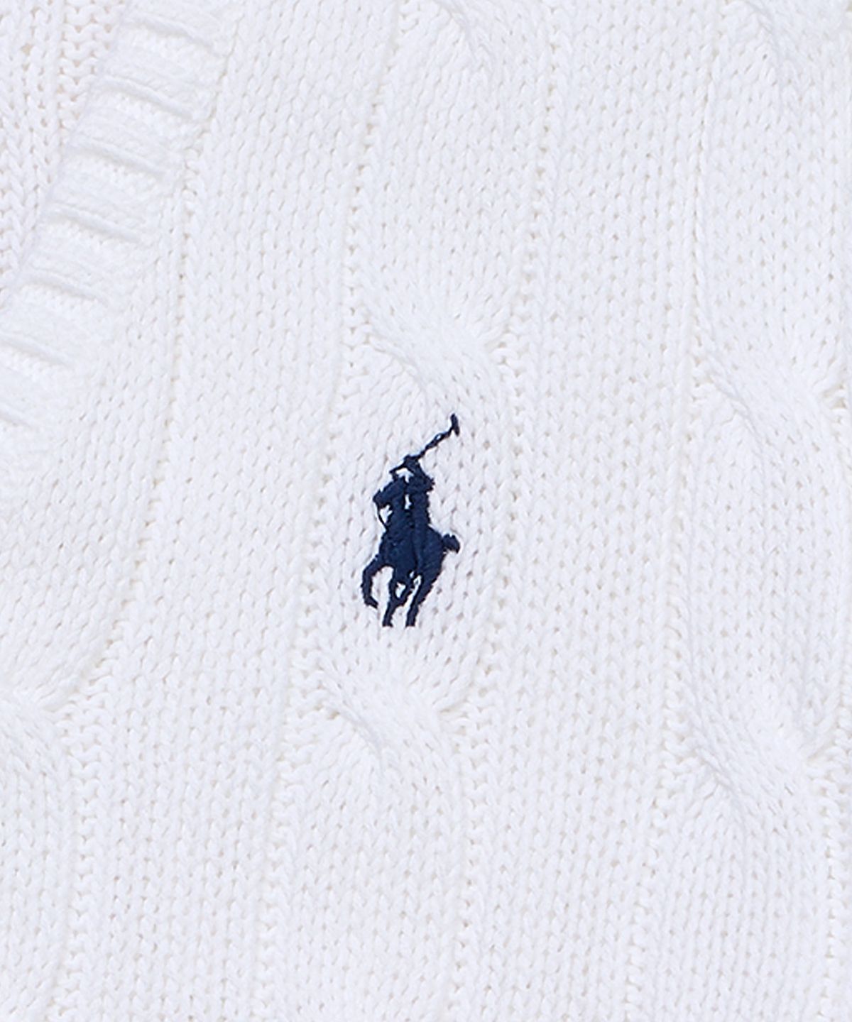 폴로 랄프 로렌(POLO RALPH LAUREN) 케이블 니트 코튼 브이넥 스웨터-화이트