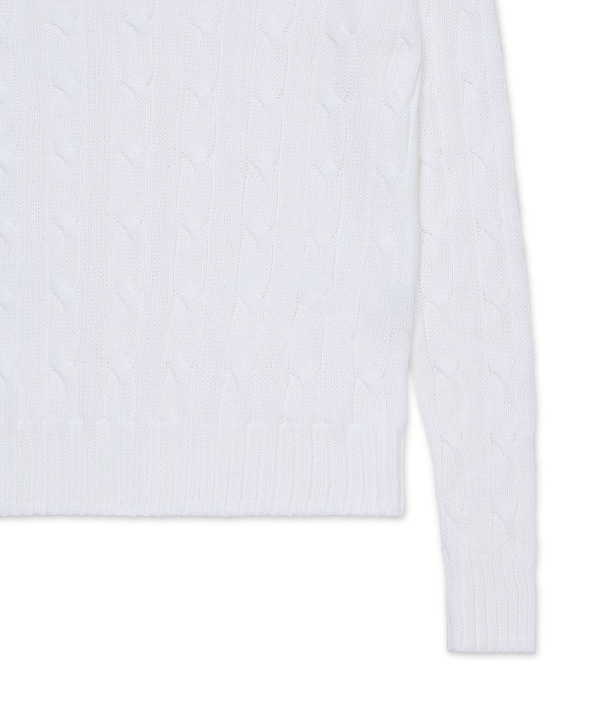 폴로 랄프 로렌(POLO RALPH LAUREN) 케이블 니트 코튼 브이넥 스웨터-화이트