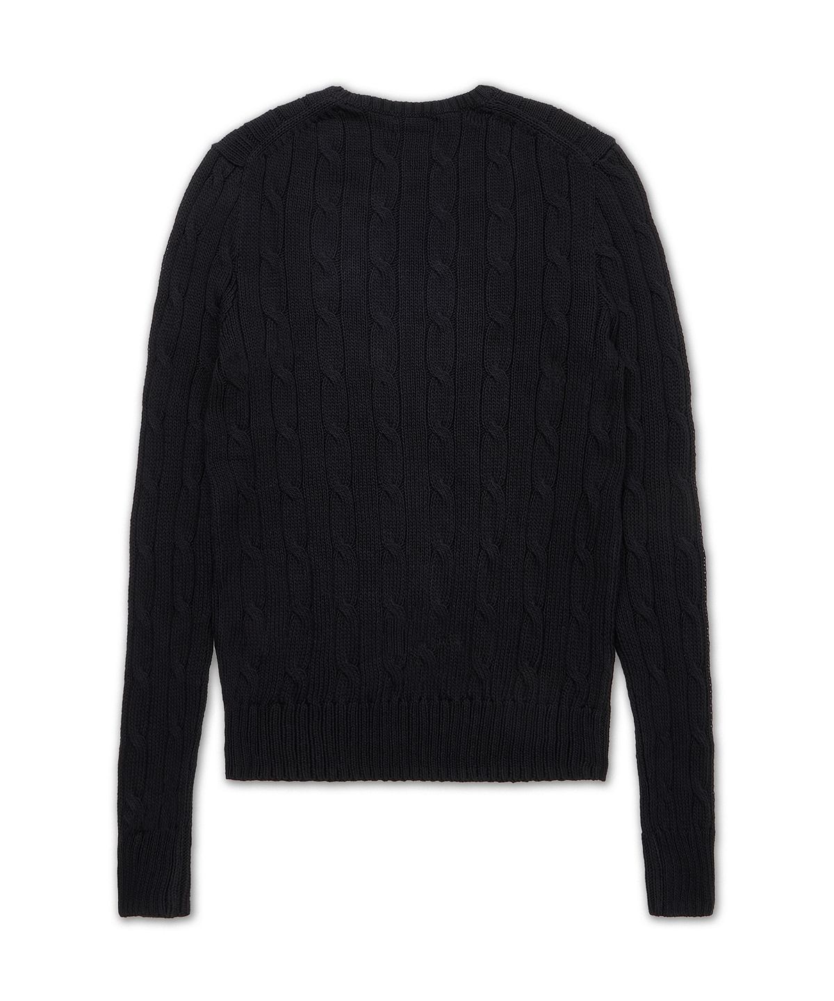 폴로 랄프 로렌(POLO RALPH LAUREN) 케이블 니트 코튼 크루넥 스웨터-블랙