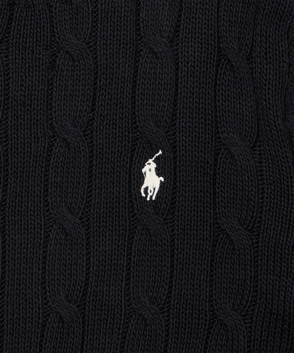 폴로 랄프 로렌(POLO RALPH LAUREN) 케이블 니트 코튼 크루넥 스웨터-블랙