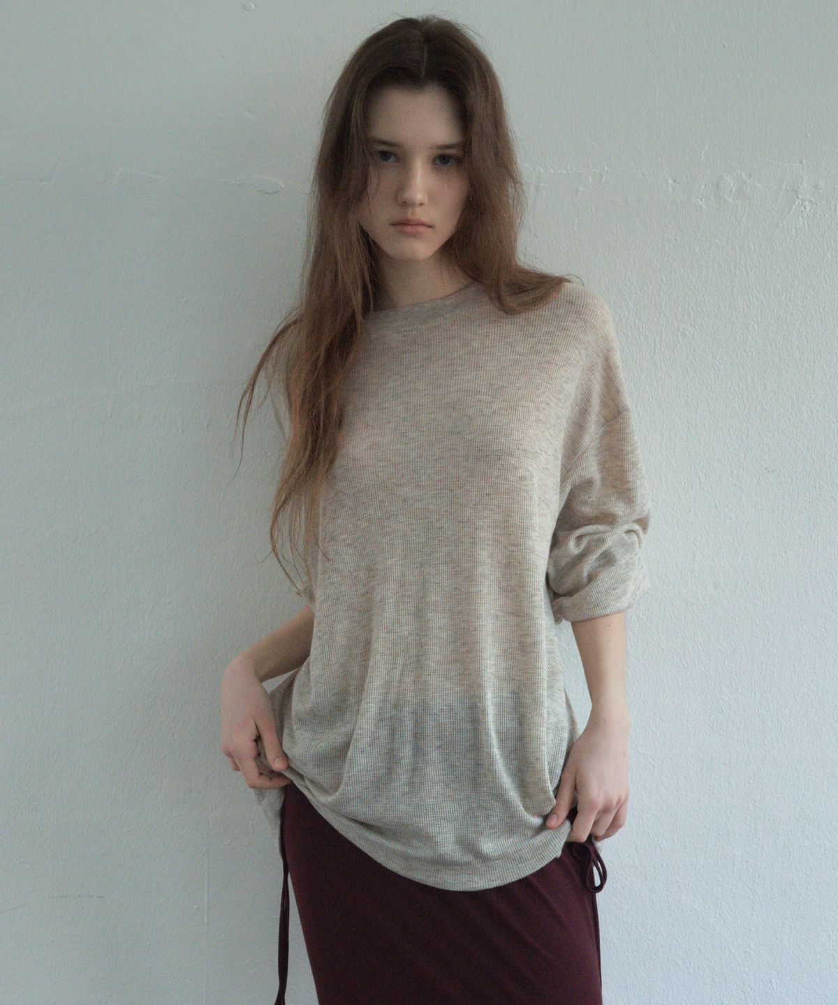 씨타(CITTA) Wool Blend Comfort-Fit Waffle Long-sleeve T-shirt_CTT392(5color)
