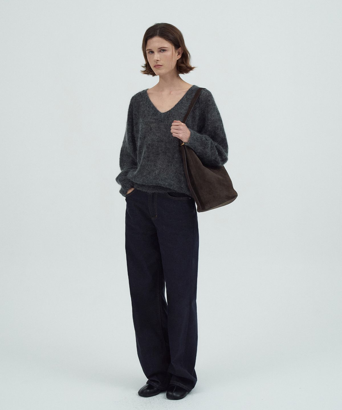 라메레이(LAMEREI) Kid Mohair V-Neck Knit Top[LMBEAUKN290]-2color