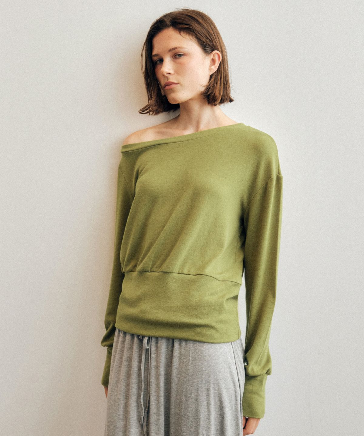 씨타(CITTA) Wool Blend 2Way Halter Neck T-Shirt_CTT387(Olive)