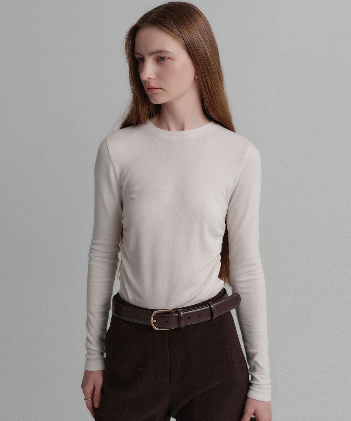룩캐스트(LOOKAST) 메기 울 셔링 탑 / MAGGIE WOOL SHIRRING TOP_3colors