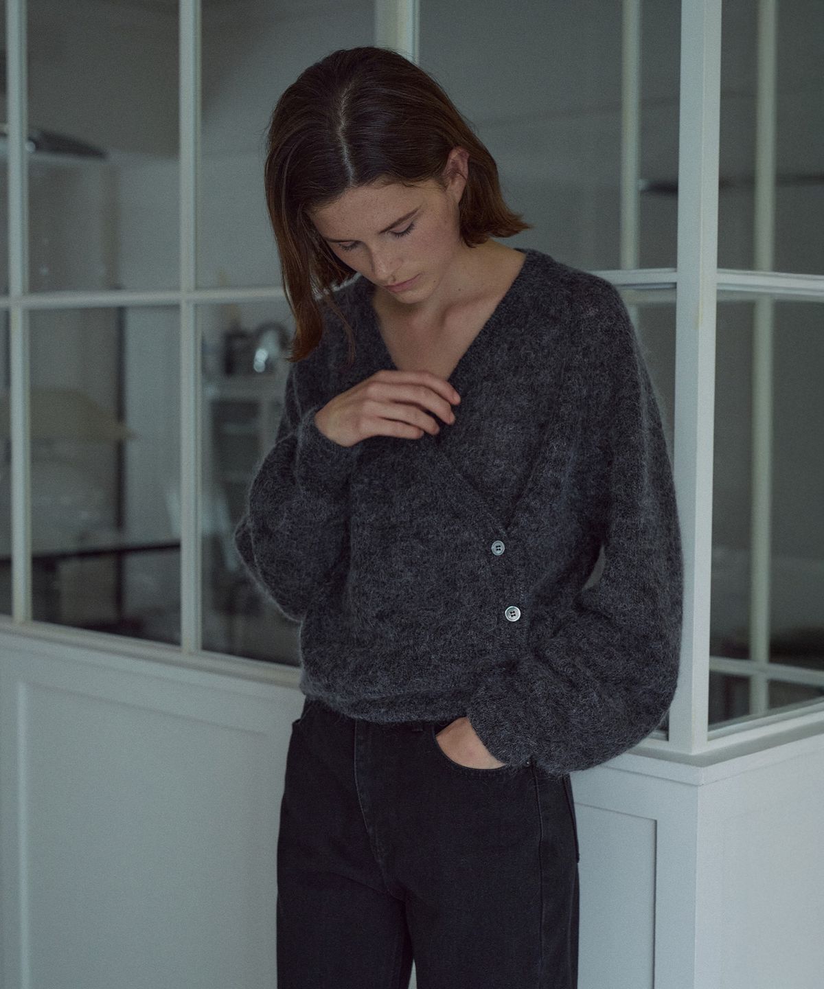 라메레이(LAMEREI) Kid Mohair Wrap Knit Top[LMBEAUKN291]-2color