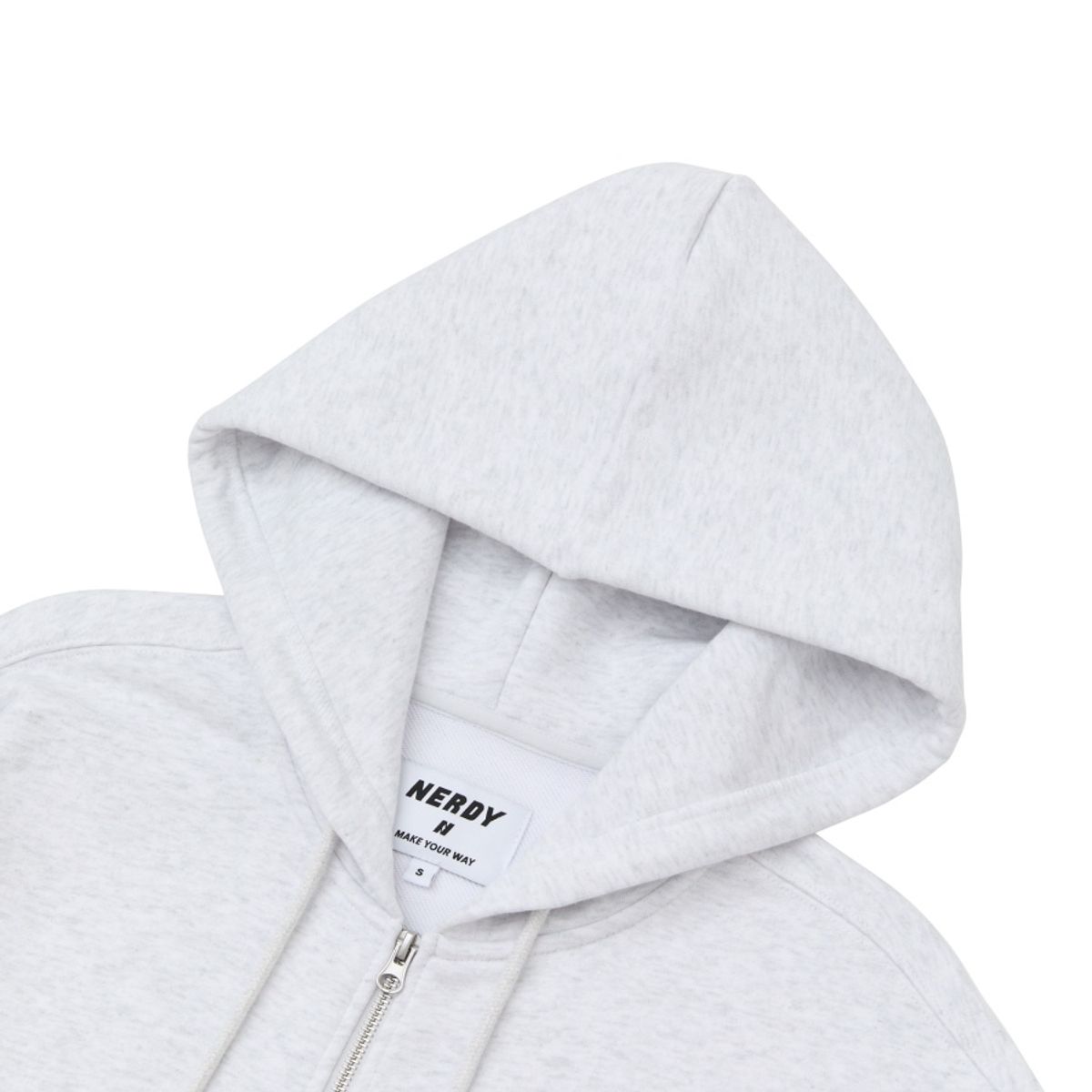 엔디와이(NDY) 하트 로고 후디 집업 멜란지화이트