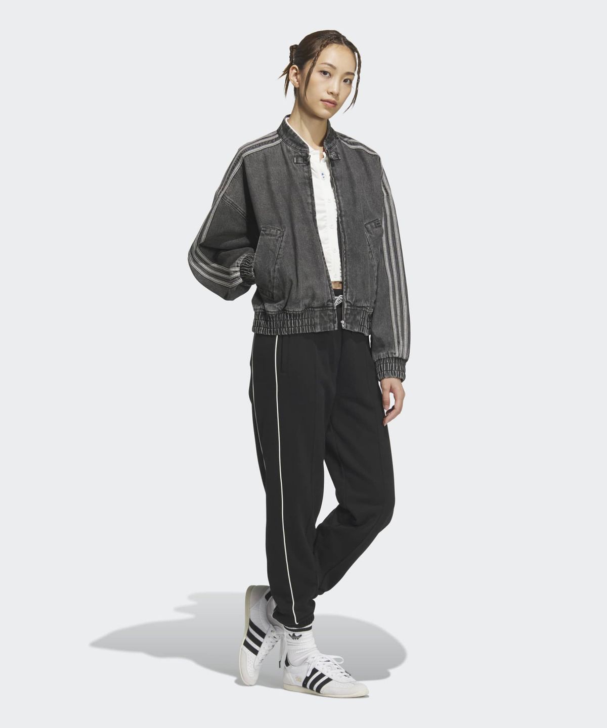아디다스(ADIDAS) 데님 차이나 칼라 트랙탑 - 미드블루 / JY8274