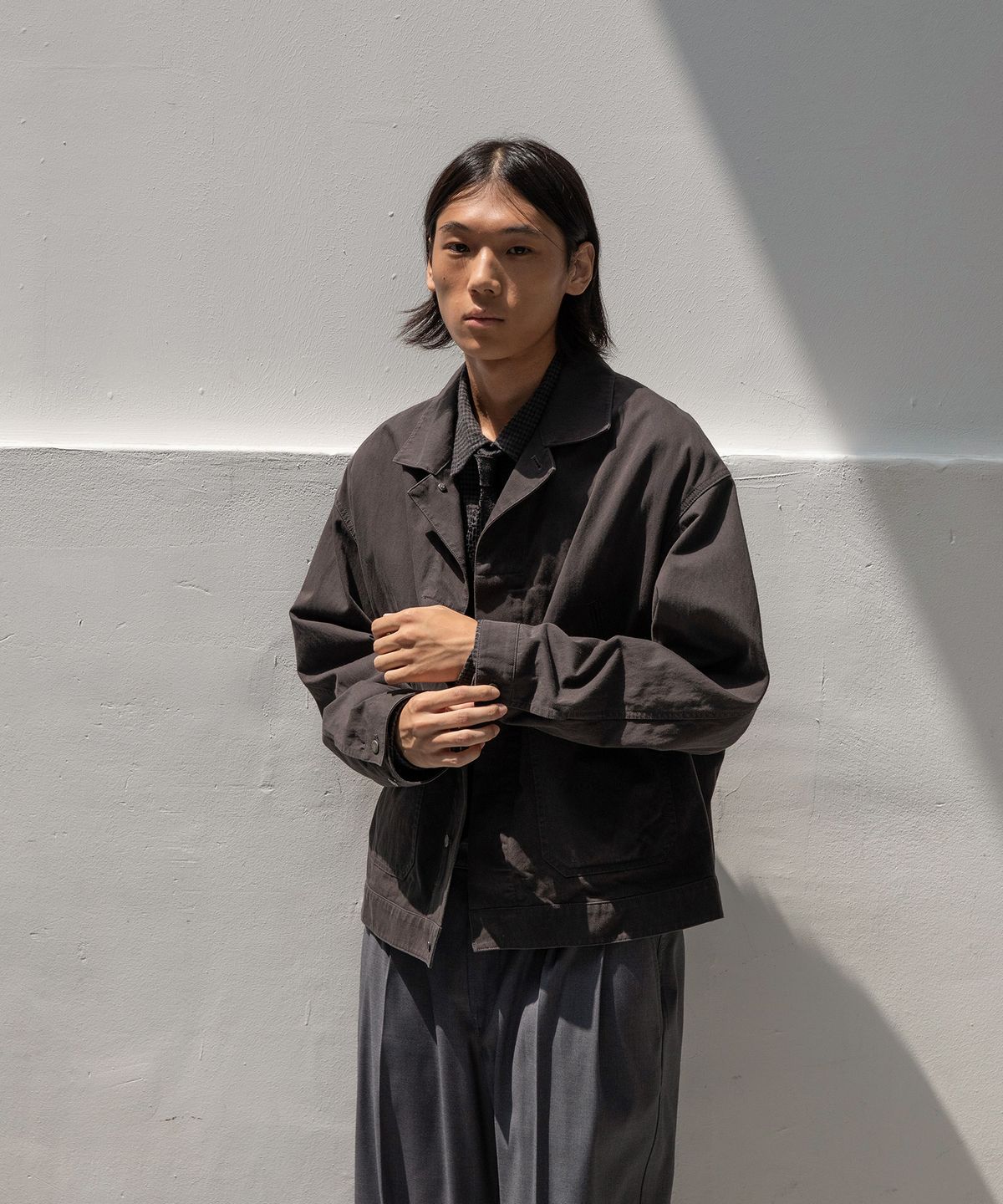 어나더 오피스(ANOTHER OFFICE) Woody Twill Blouson (Graphite)