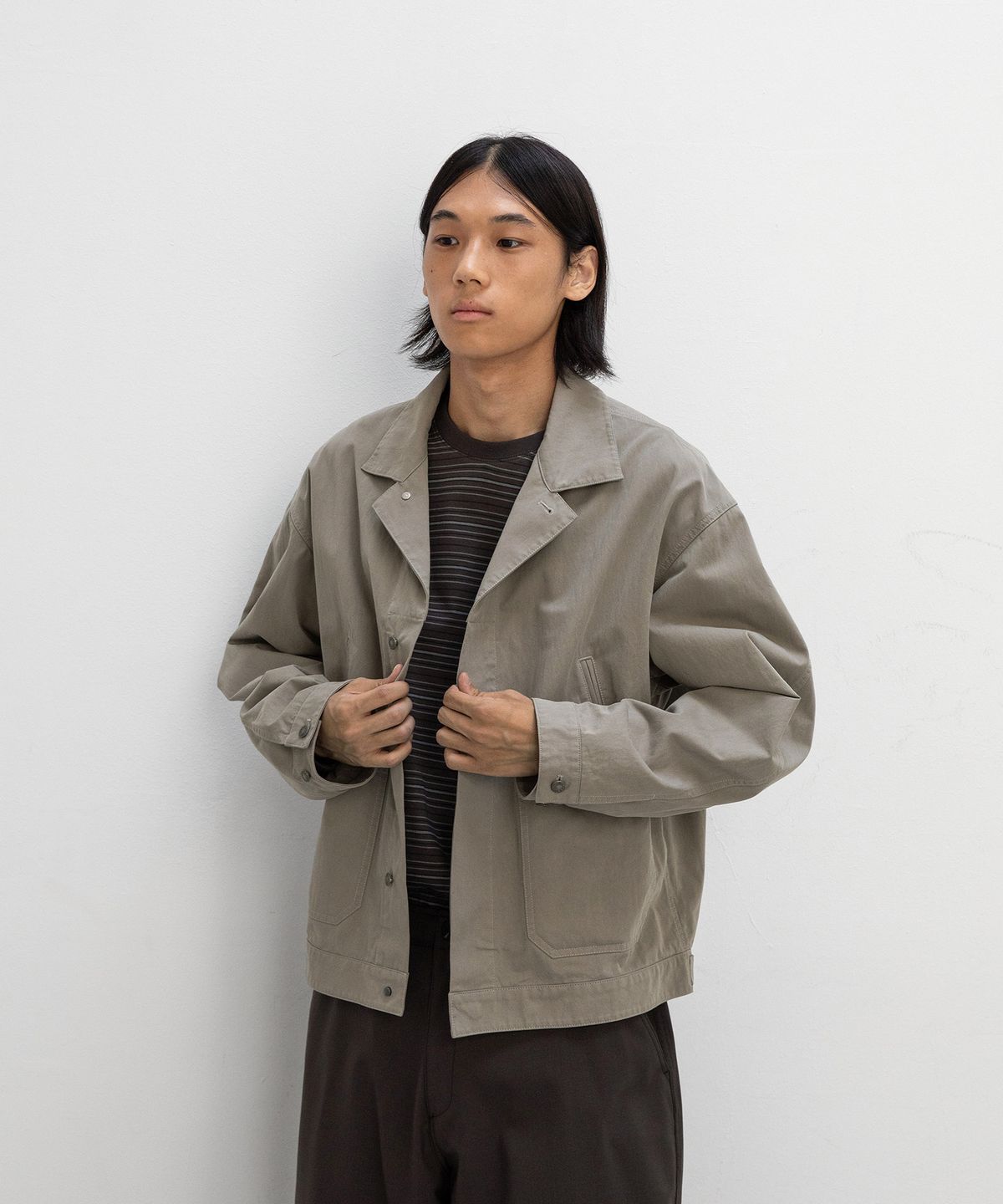 어나더 오피스(ANOTHER OFFICE) Woody Twill Blouson (Faded khaki)