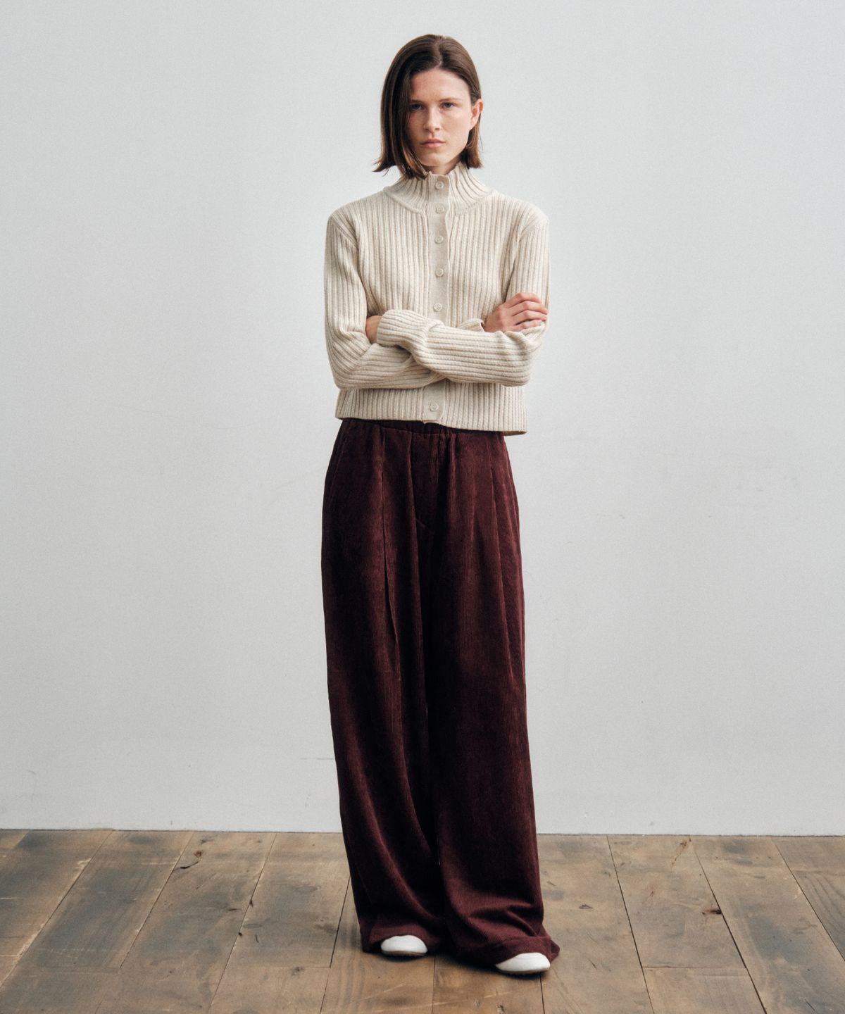 씨타(CITTA) Essential Soft High Neck Knit Cardigan_CTK242(Oatmeal)