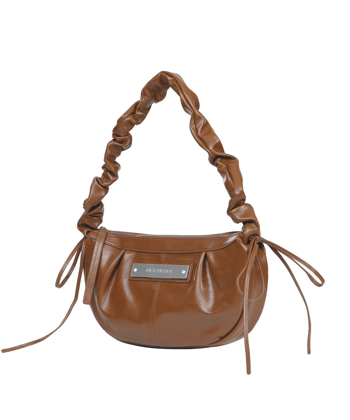 닉앤니콜(NICK&NICOLE) CRYSTAL SHIRRING RIBBON ROUND BAG_BROWN