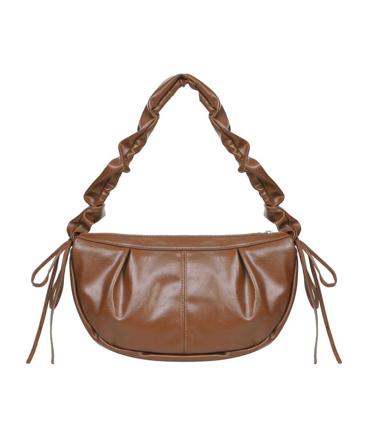 닉앤니콜(NICK&NICOLE) CRYSTAL SHIRRING RIBBON ROUND BAG_BROWN