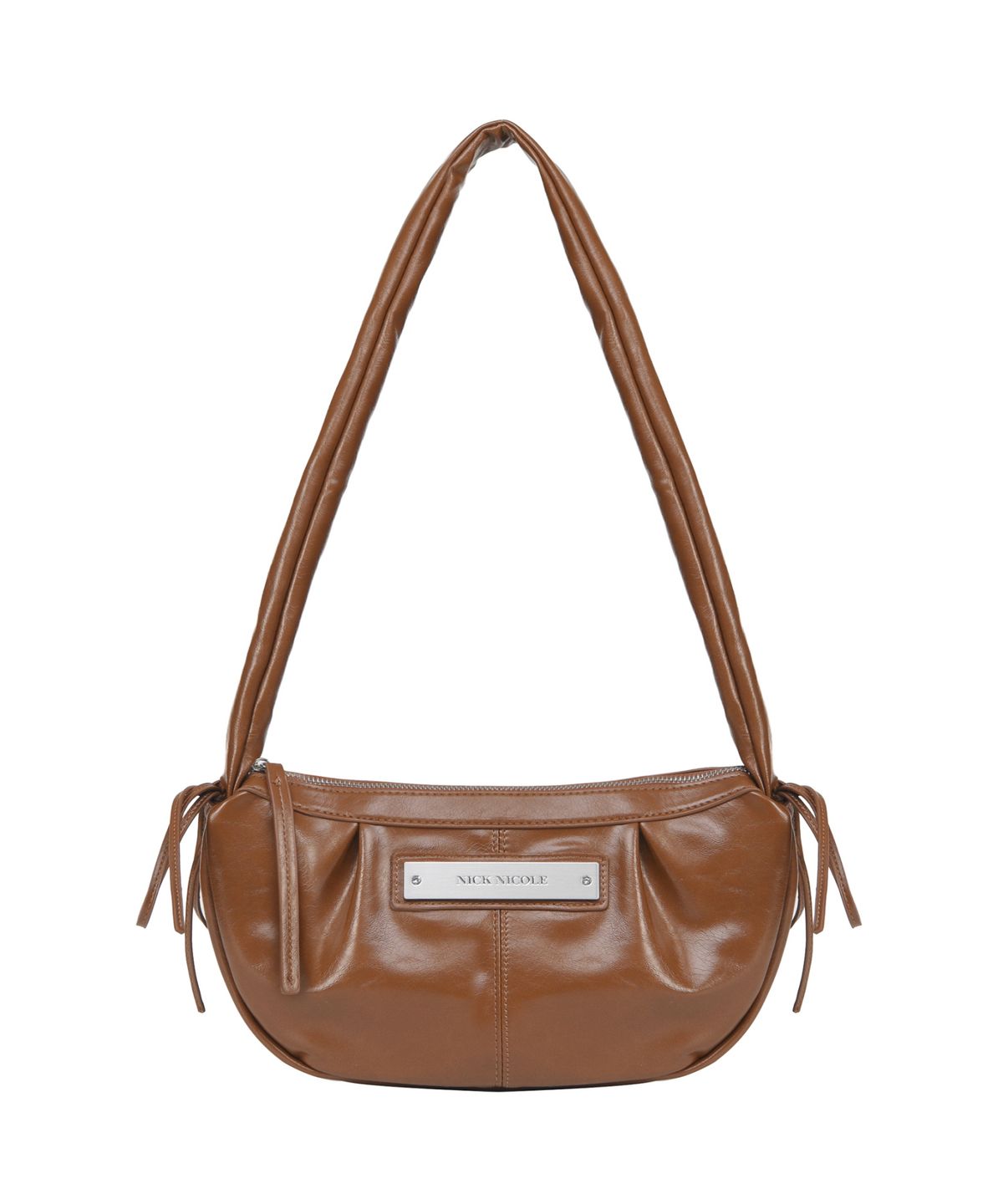 닉앤니콜(NICK&NICOLE) CRYSTAL SHIRRING RIBBON ROUND BAG_BROWN