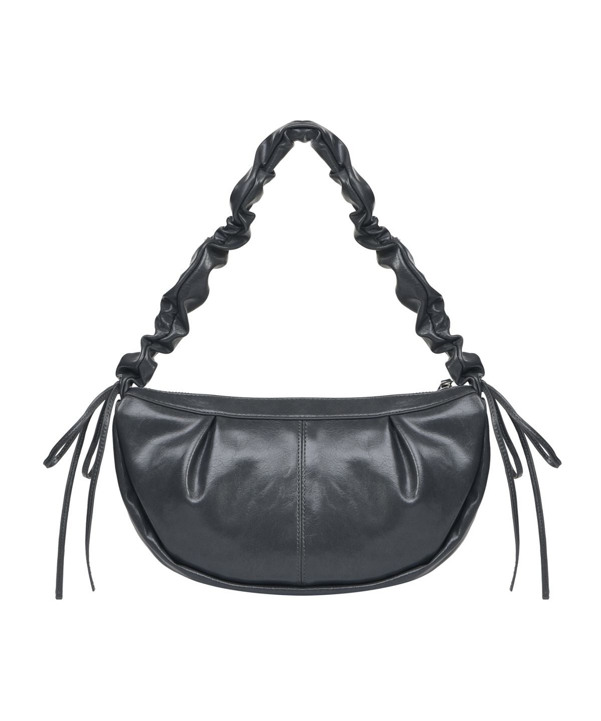 닉앤니콜(NICK&NICOLE) CRYSTAL SHIRRING RIBBON ROUND BAG_CHARCOAL