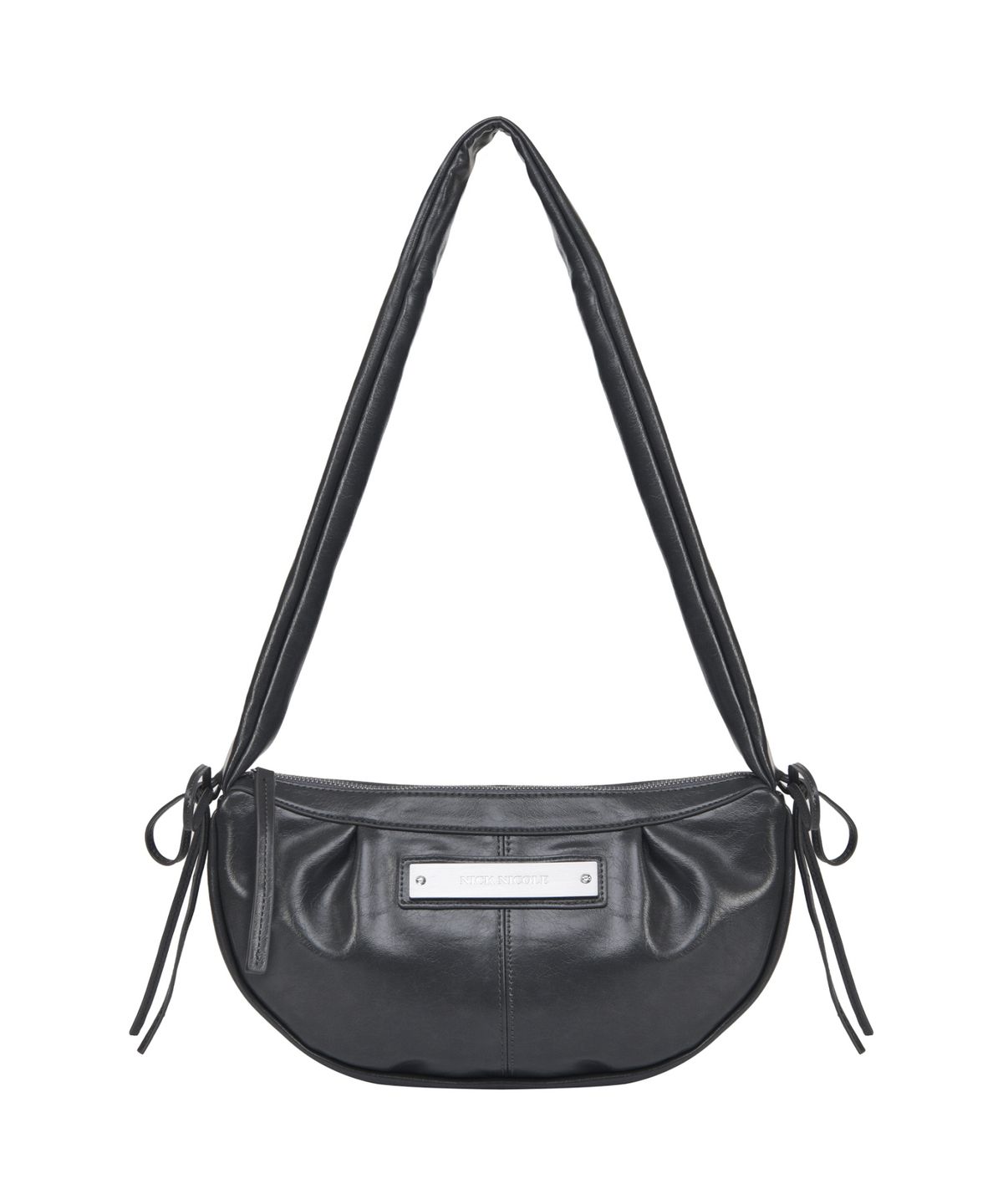 닉앤니콜(NICK&NICOLE) CRYSTAL SHIRRING RIBBON ROUND BAG_CHARCOAL