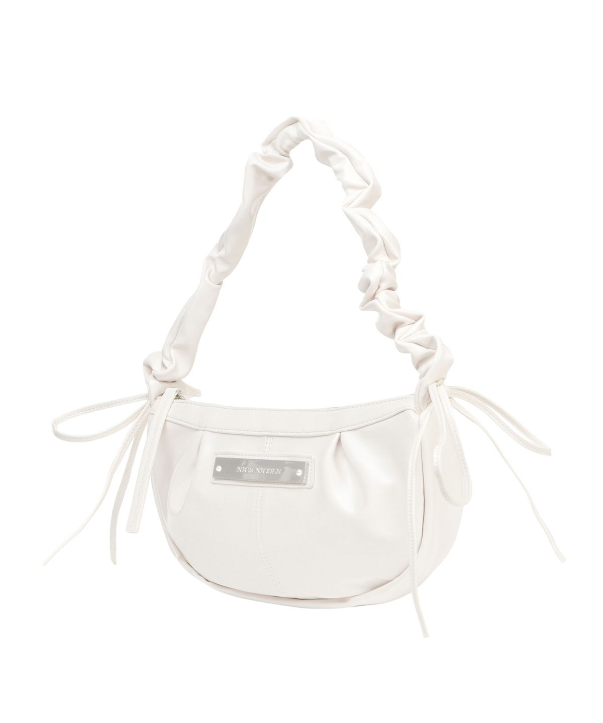 닉앤니콜(NICK&NICOLE) CRYSTAL SHIRRING RIBBON ROUND BAG_CREAM