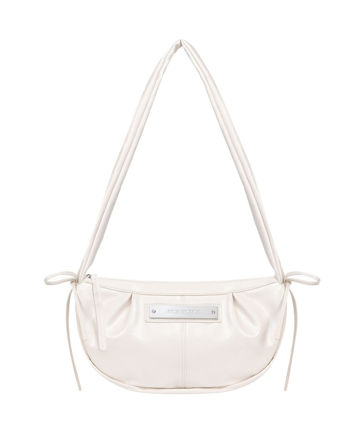 닉앤니콜(NICK&NICOLE) CRYSTAL SHIRRING RIBBON ROUND BAG_CREAM