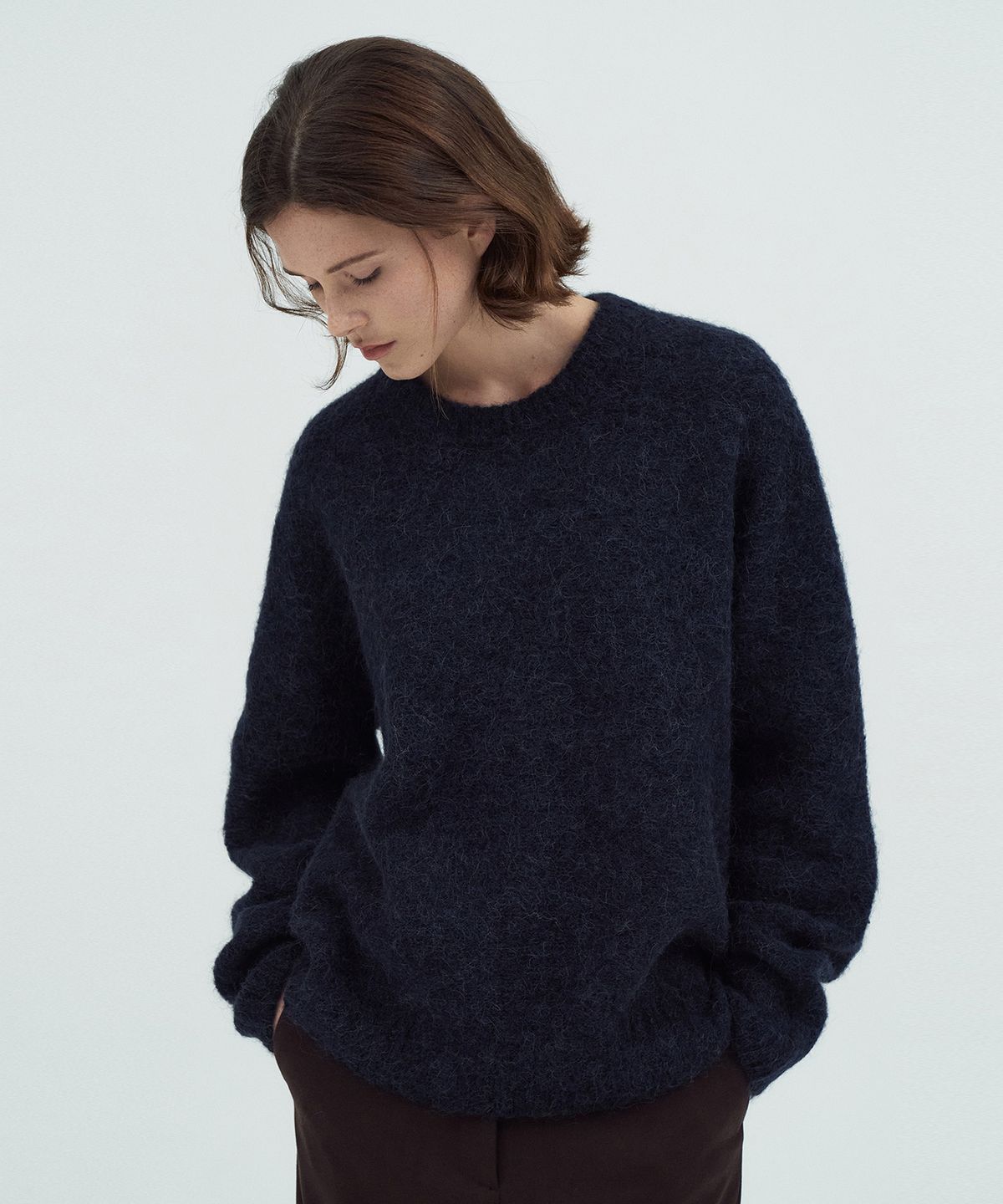 라메레이(LAMEREI) Holgament Alpaca Round Neck Knit Top[LMBEAUKN296]-3color