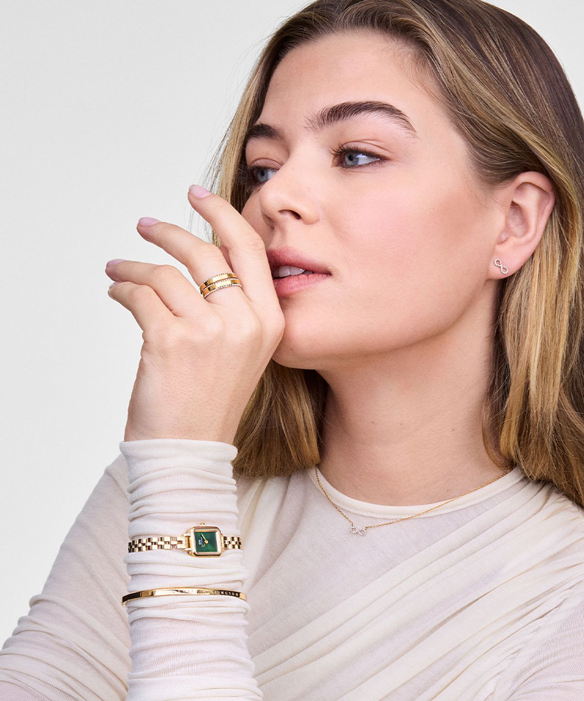 다니엘 웰링턴(DANIEL WELLINGTON) CLASSIC AURA RING 클래식 큐빅 레이어드 패션 스틸 여성반지