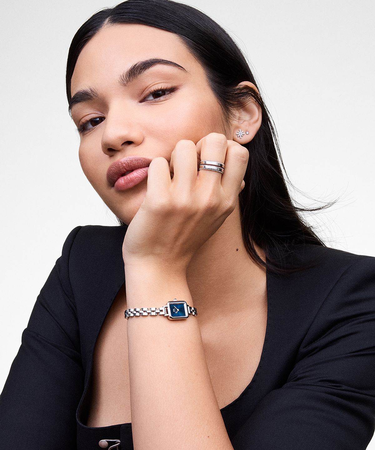 다니엘 웰링턴(DANIEL WELLINGTON) CLASSIC AURA DUO RING 심플 포인트 써지컬스틸 레이어드링