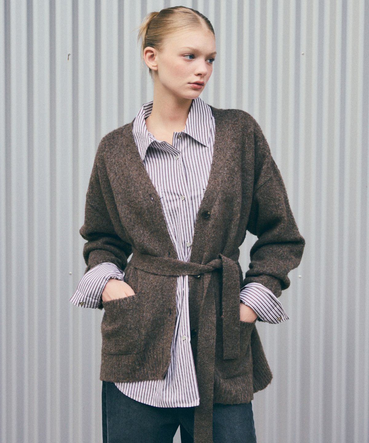 씨타(CITTA) Soft Wool Over Hairy Knit Cardigan_CTK234(Brown)