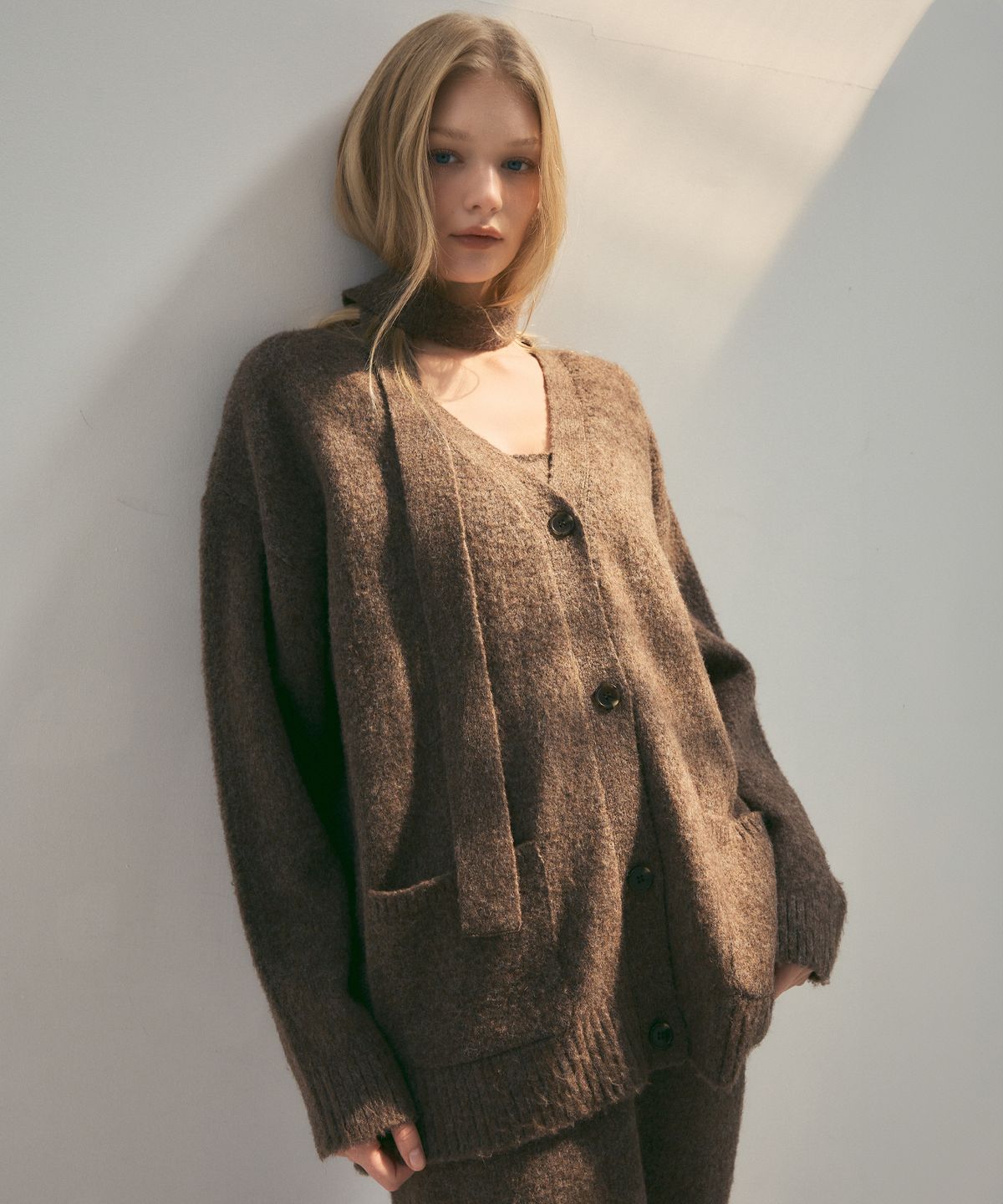 씨타(CITTA) Soft Wool Over Hairy Knit Cardigan_CTK234(Brown)