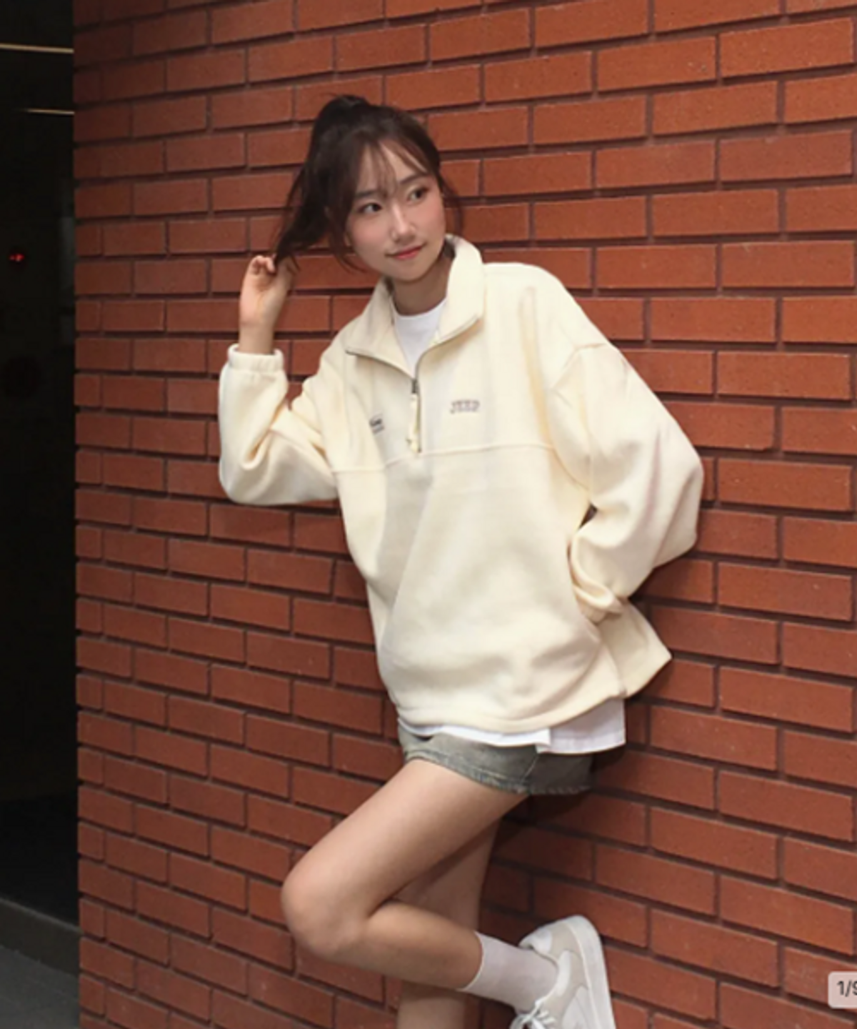 지프(JEEP) 에센셜 스몰로고 하프집업 플리스 (JR5TSF192IV)