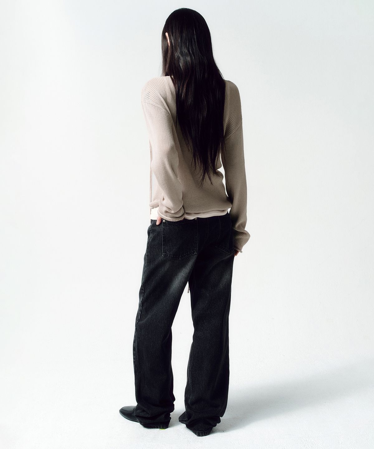 인사일런스 우먼(INSILENCE WOMEN) 커빙 스터드 데님 BLACK