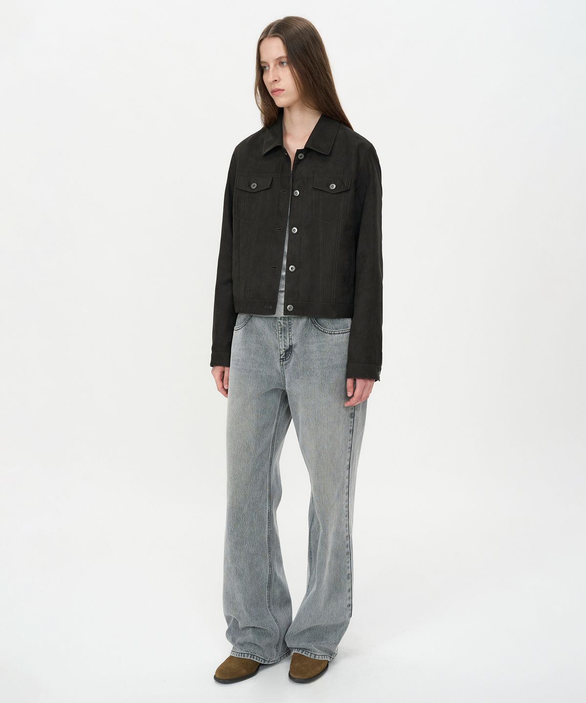 인사일런스 우먼(INSILENCE WOMEN) 브로큰 트윌 스트레이트 진 LIGHT GREY