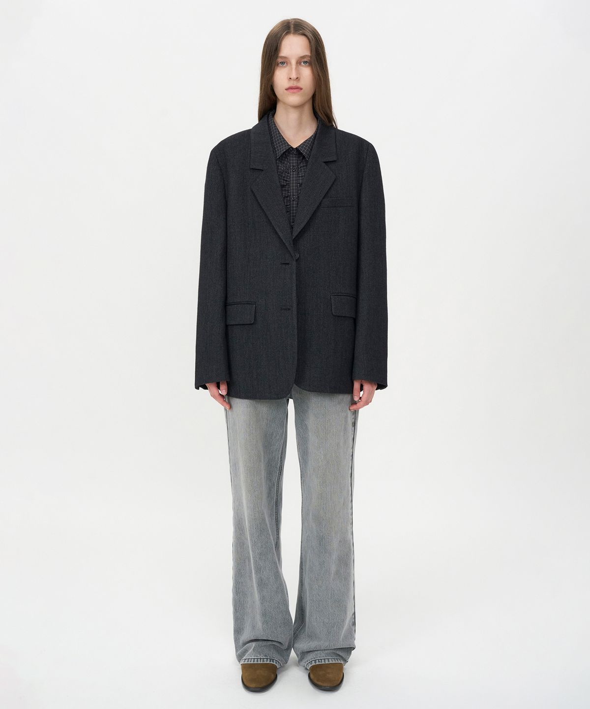 인사일런스 우먼(INSILENCE WOMEN) 브로큰 트윌 스트레이트 진 LIGHT GREY