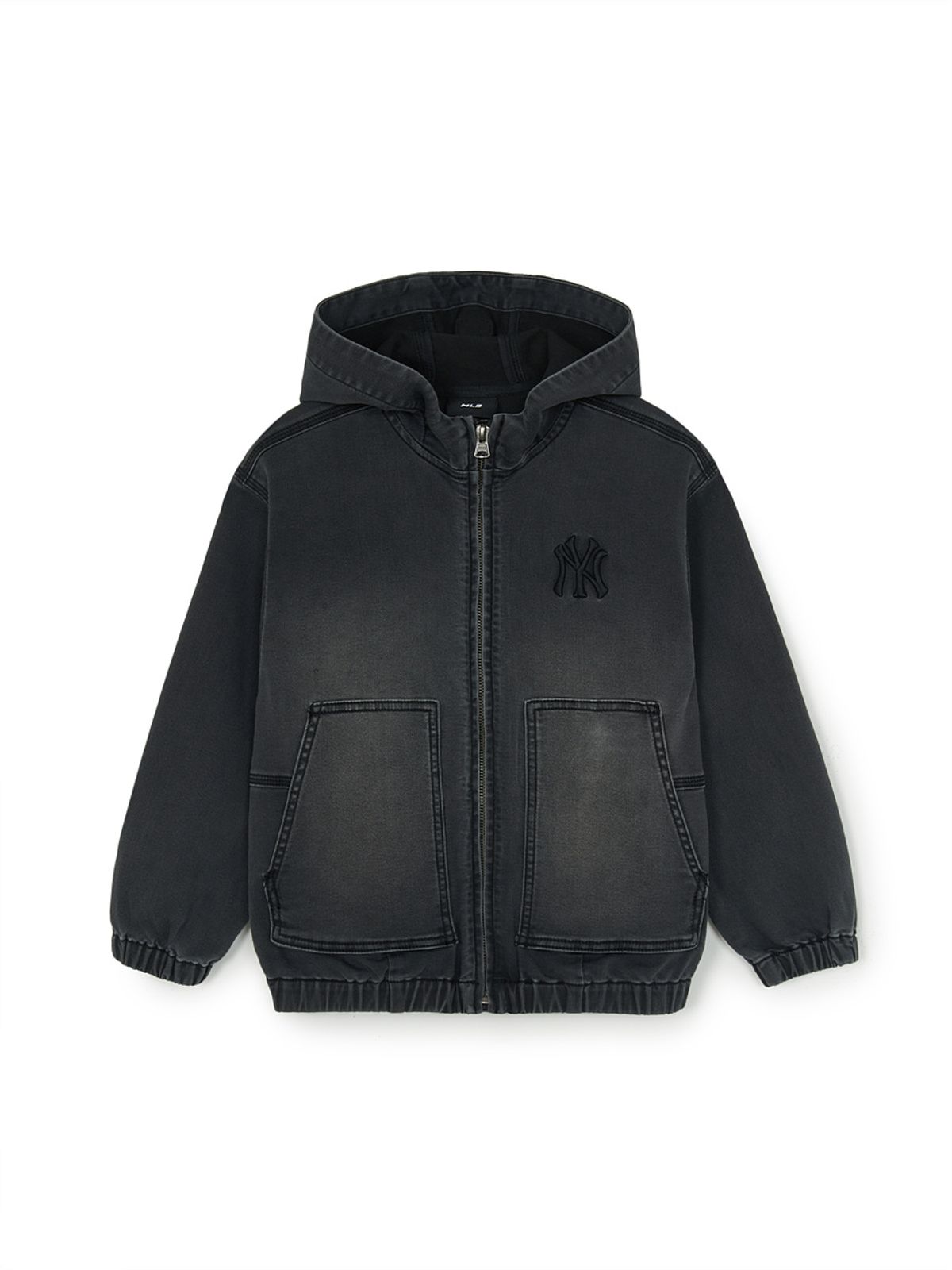 엠엘비 키즈(MLB KIDS) 스트릿 져지데님 후드 자켓 NY (L.Charcoal Grey)