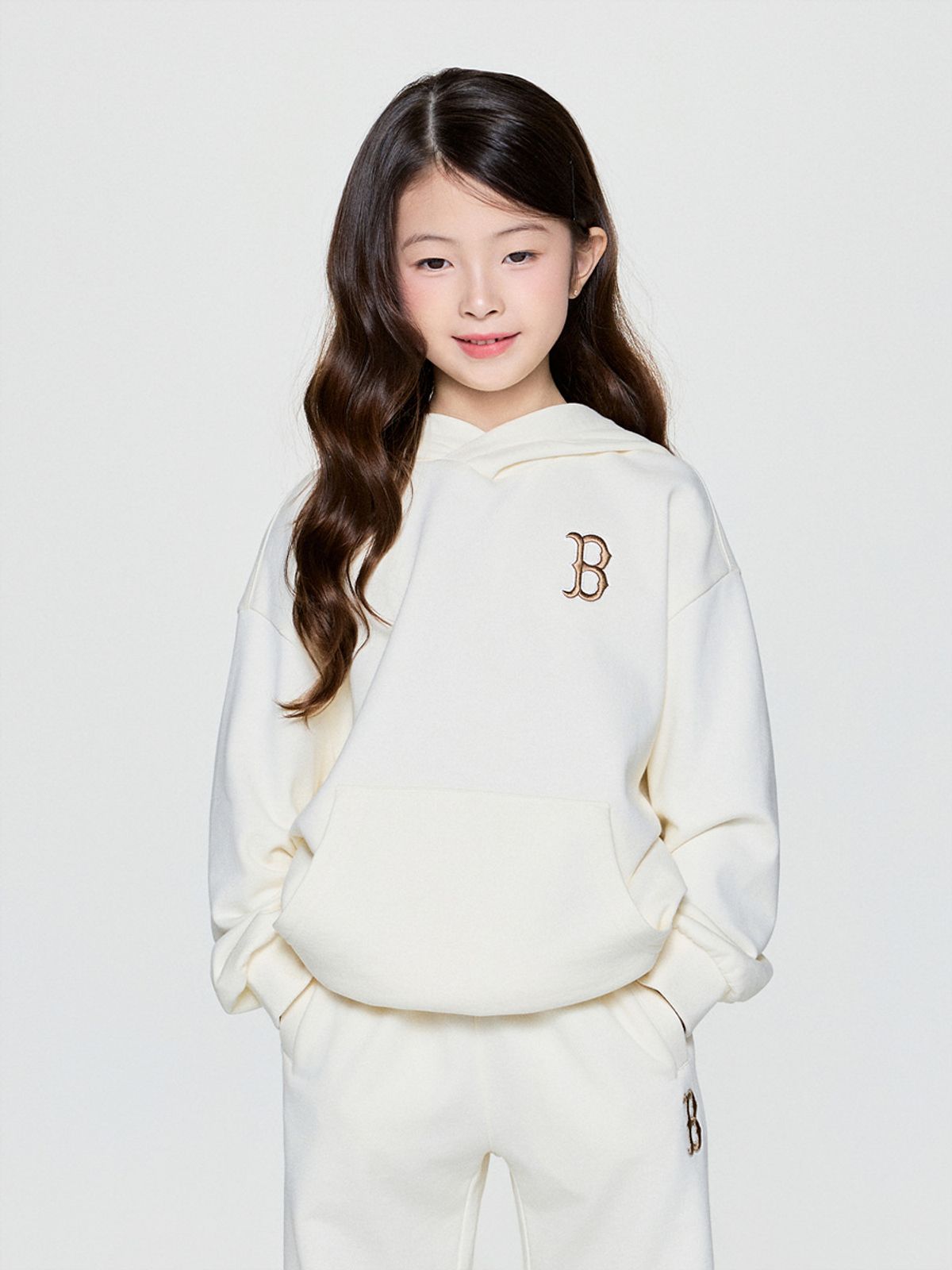 엠엘비 키즈(MLB KIDS) 베이직 스몰로고 후드 BOS (Cream)